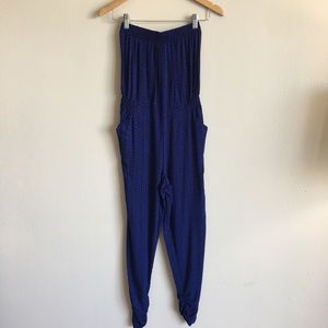 [78] Blue & Black Patterned Jumpsuit